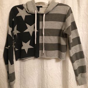 American Flag mid drift hoodie